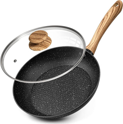 Antihaftbeschichtete Bratpfanne mit Deckel und Wabenbeschichtung 20cm