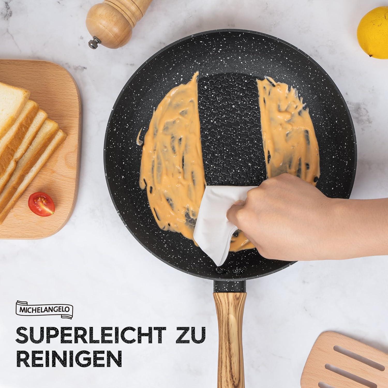 Bratpfanne mit Deckel 20cm Antihaft Granitbeschichtung Induktion