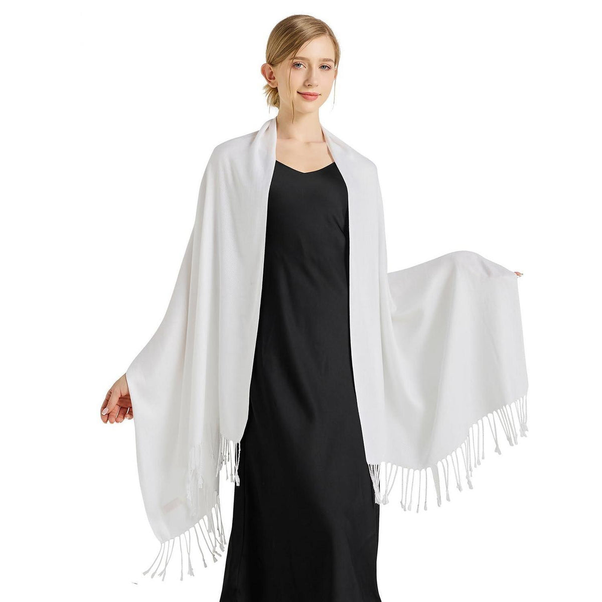 Pashmina Schal Damen Stola Elegant Weiß
