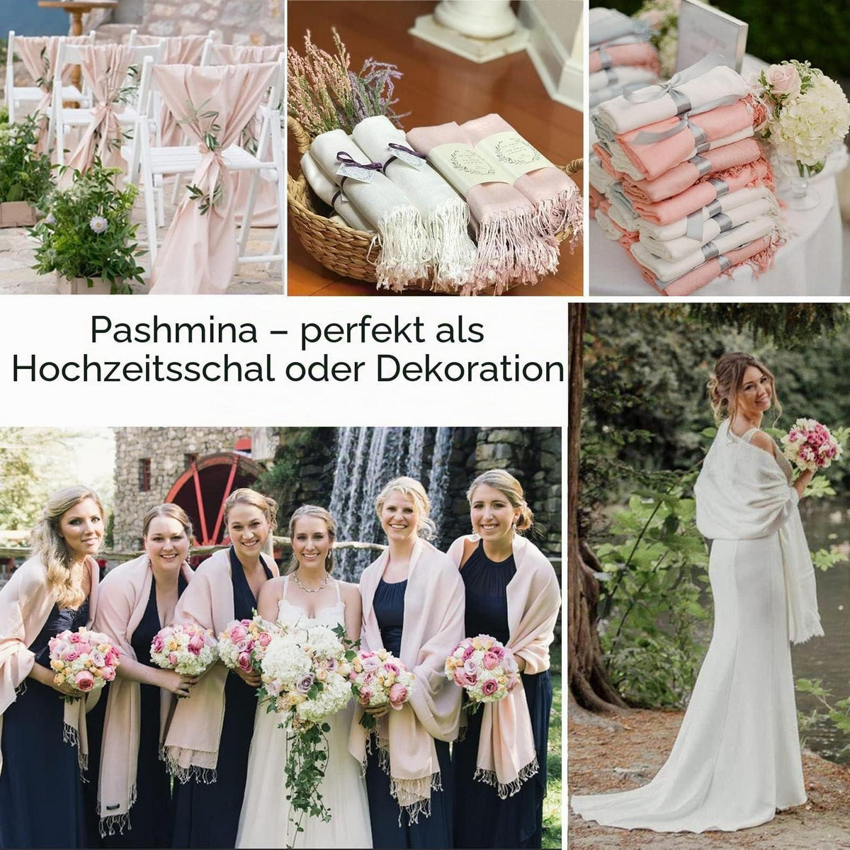 Pashmina Schal Damen Stola Elegant Weiß