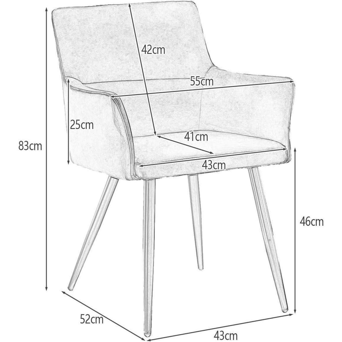 Samt Esszimmerstühle 2er-Set mit Armlehnen, Dunkelgrau