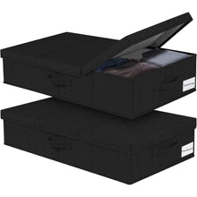 Faltbare Unterbett Aufbewahrungsboxen 2 Stück Schwarz 15cm Hoch