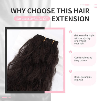 60cm Lange Wellige Haarverlängerung – Clip-In, Schwarz Braun