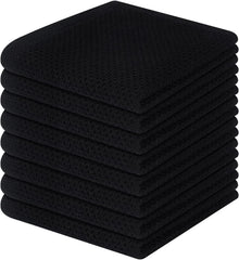 Geschirrtücher 8er Set 100% Baumwolle Schwarz Waffelmuster