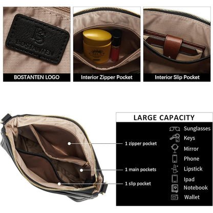 BOSTANTEN Damen Handtasche leder mittelgroß Schultertasche