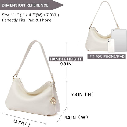 Hobo Handtasche aus PU Leder - Damen Schultertasche Beige