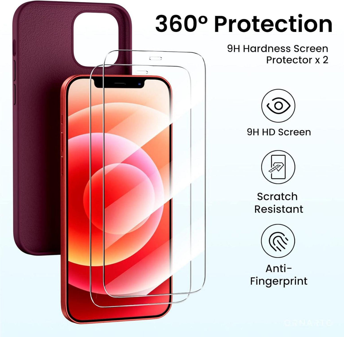 ORNARTO 5-in-1 Silikon Case für iPhone 12/12 Pro 6,1 Ultra Dünn Silikon Hülle