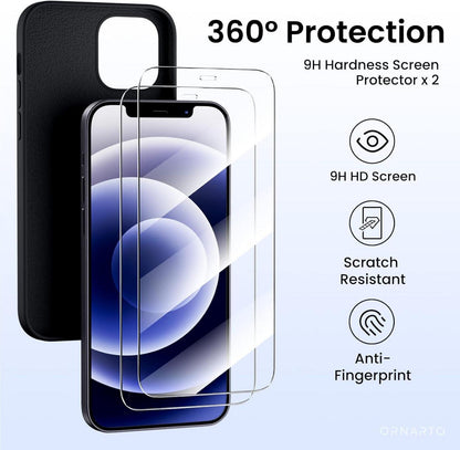 iPhone 12 Silikon Case mit Schutzfolie und Kameraschutz