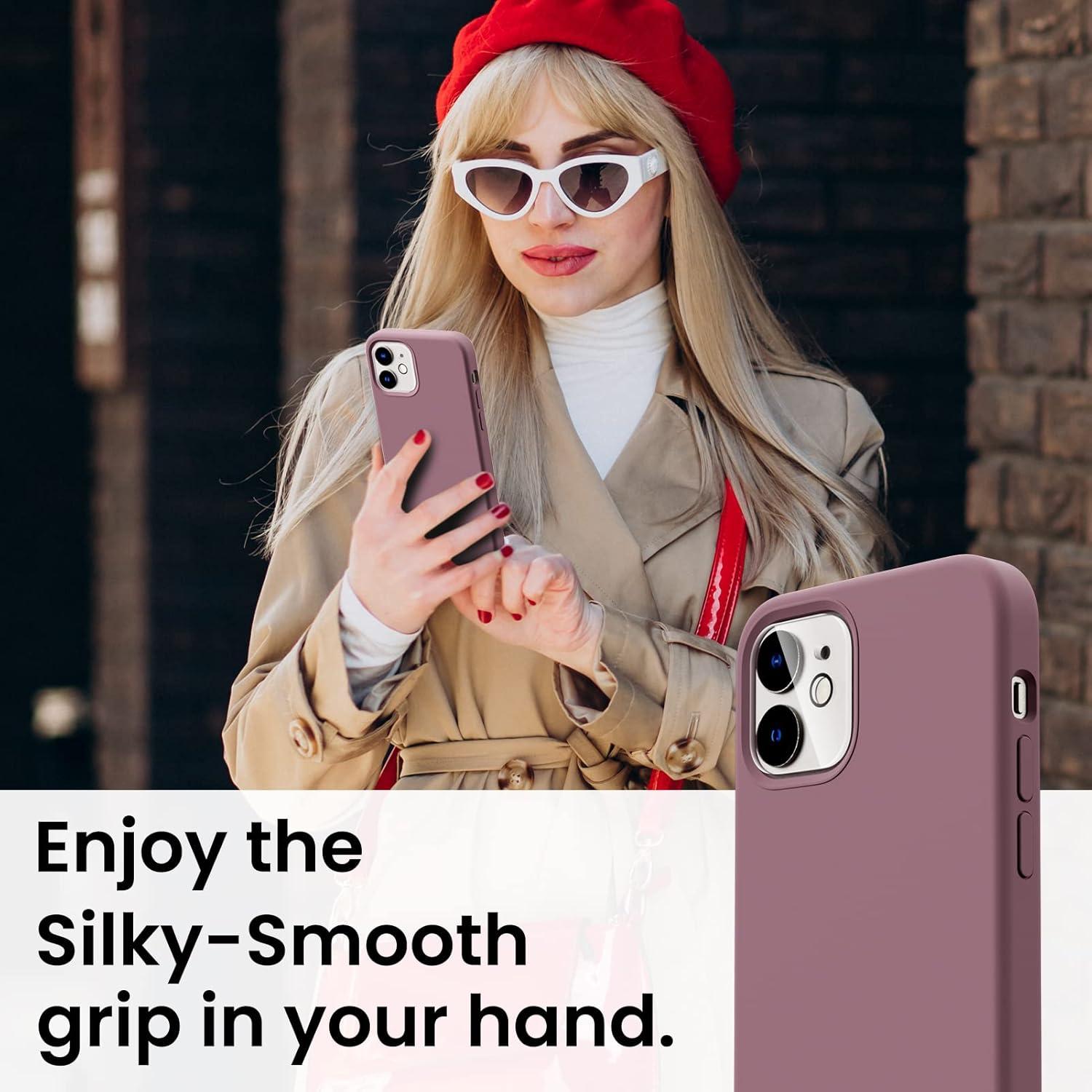 5-in-1 Silikon Case iPhone 12/12 Pro 6,1 Schutzfolie Kameraschutz Lila