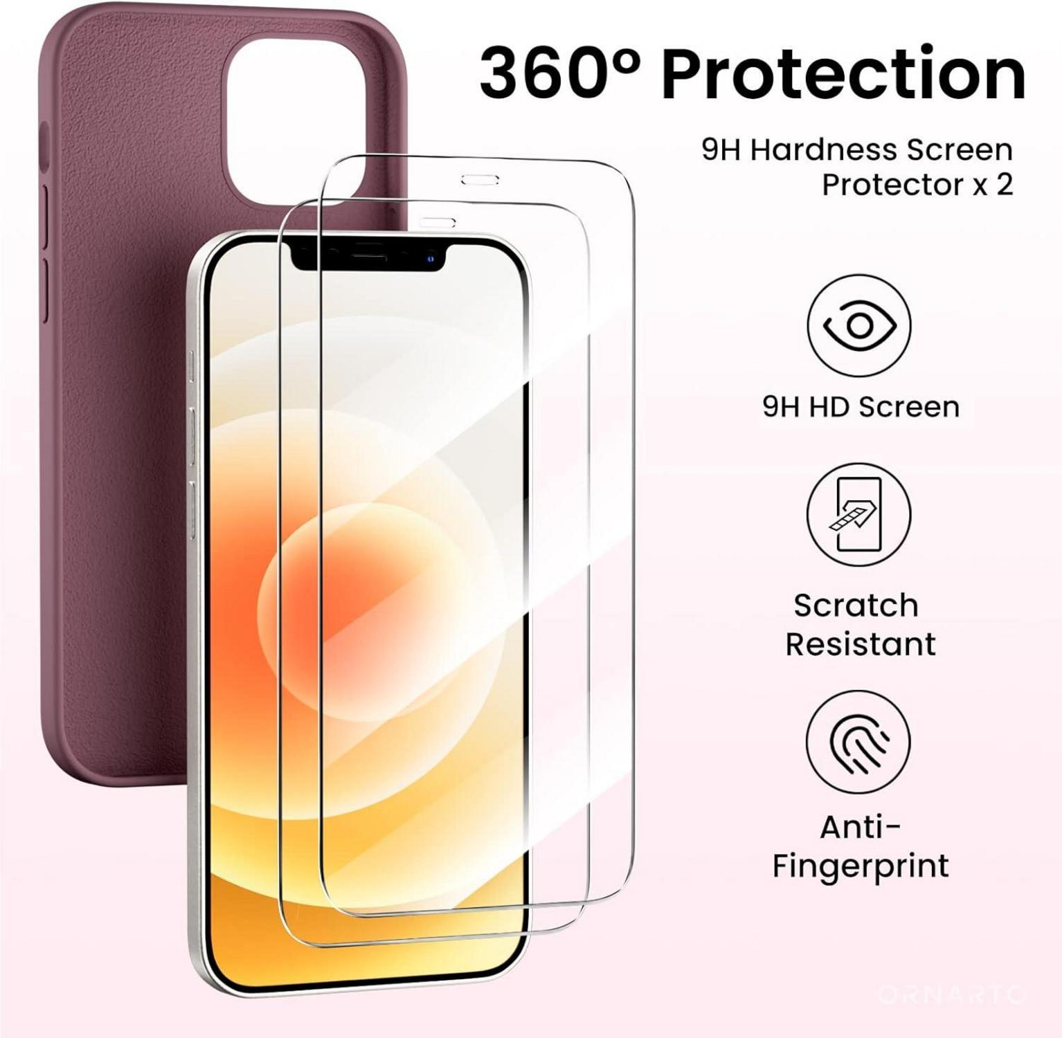Schutzhülle + Schutzfolie Kameraschutz iPhone 12/12 Pro 6,1 Lila