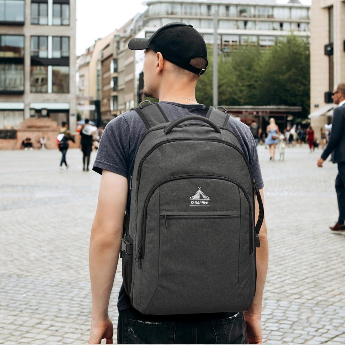 G4Free 40L Reiserucksack mit 17-Zoll Laptopfach und 3 Packwürfeln Grau