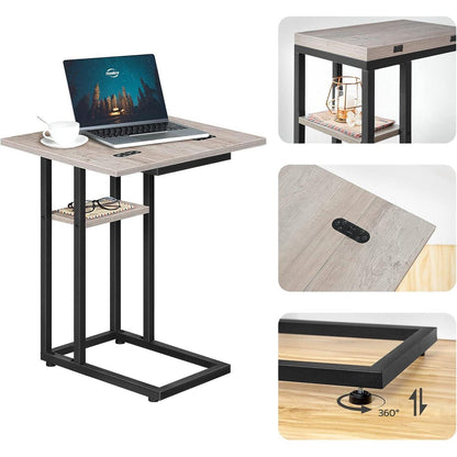 HOOBRO C-Form Klappbarer Beistelltisch mit Lagerregal