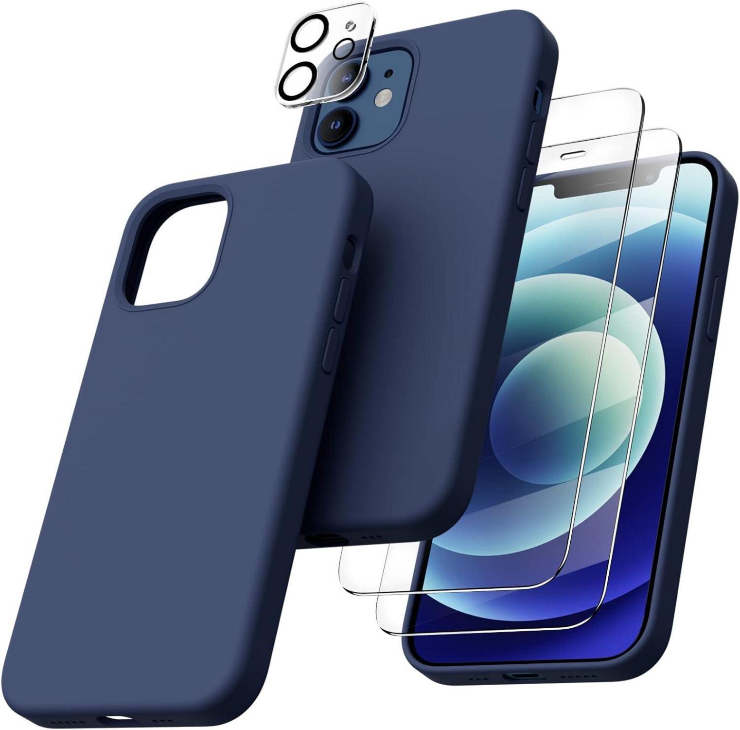 ORNARTO iPhone 12/12 Pro 6,1 Silikon Case + 2 x Schutzfolie + 2 x
