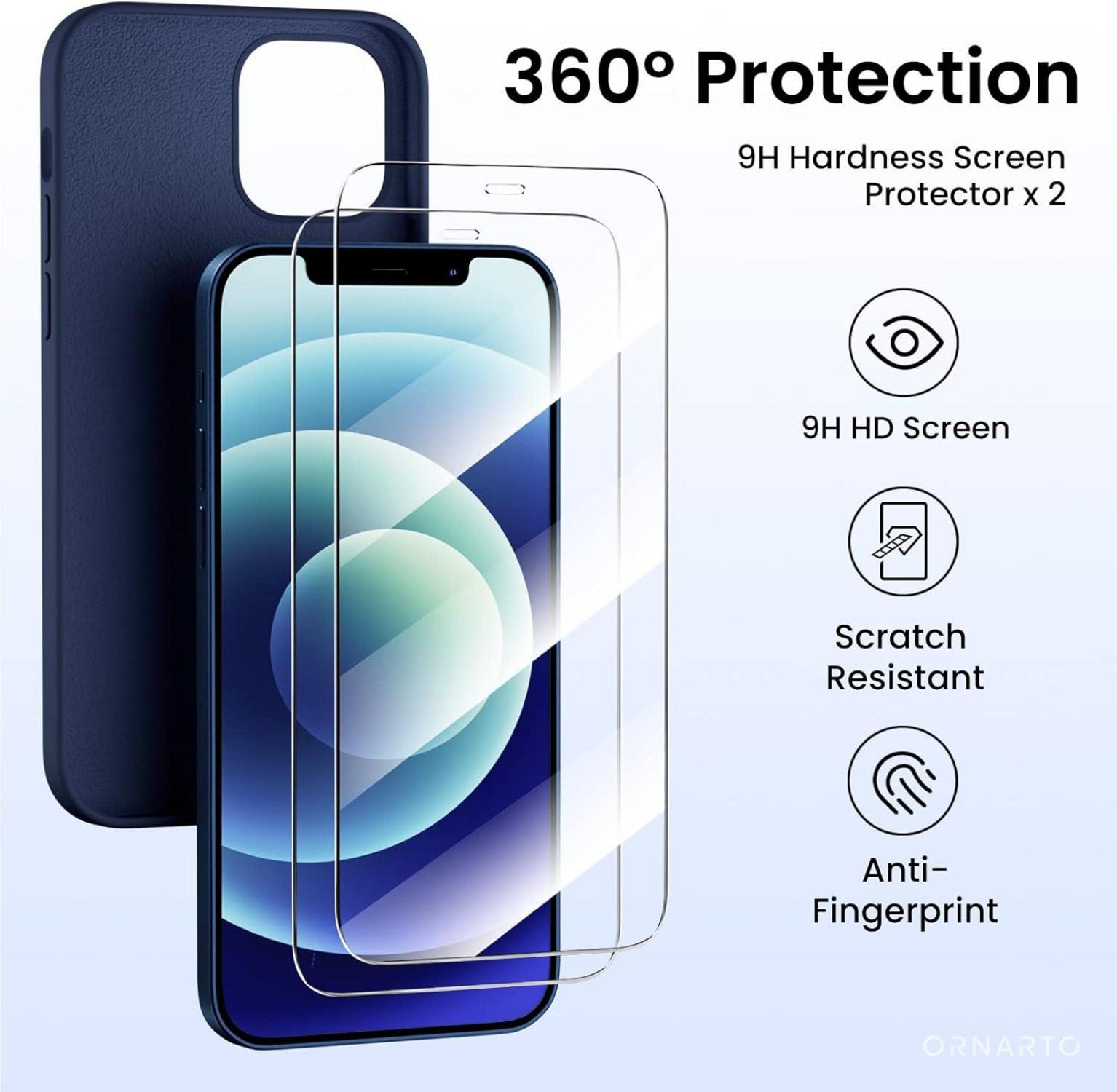 Silikon Case + 2x Schutzfolie 2x Kameraschutz für iPhone 12 Pro