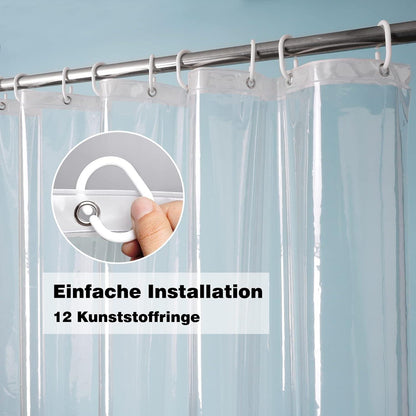 Duschvorhang 180x200 Transparent Magnete Unten Badewanne