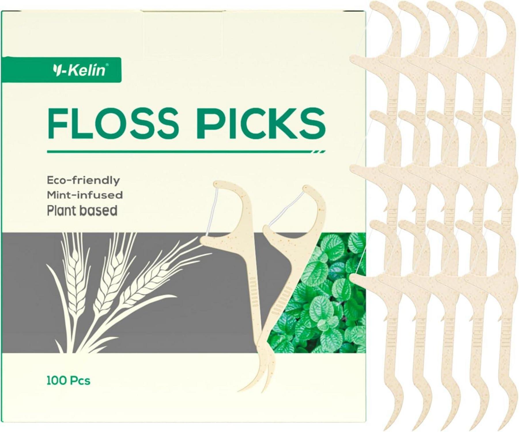 Eco-friendly Vegan Dental Floss Picks 100 Pack