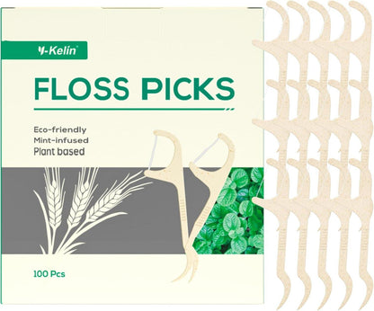Eco-friendly Vegan Dental Floss Picks 100 Pack