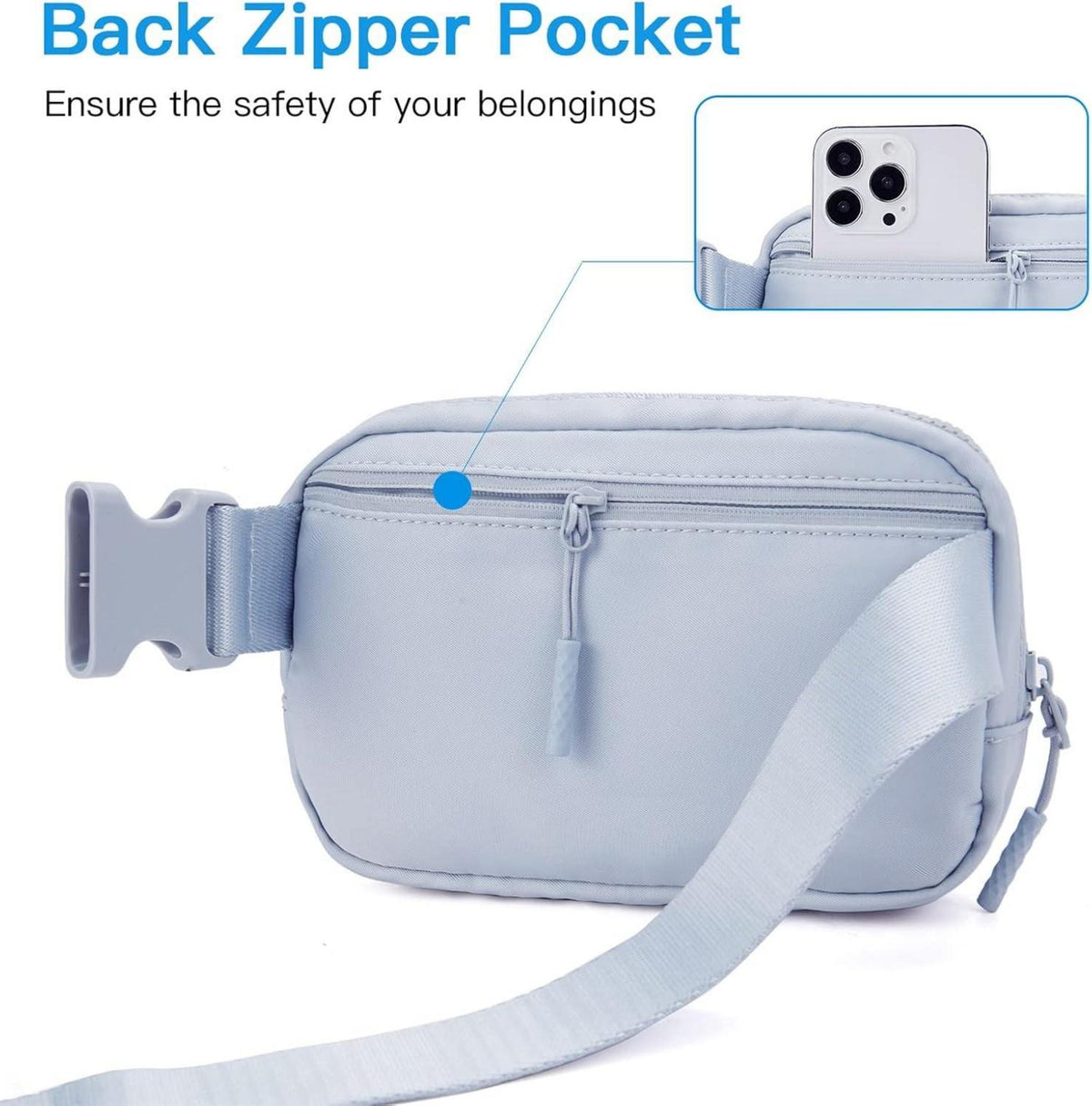 Telena Bauchtasche Damen Herren Sport Hüfttasche Crossbody Graublau uni