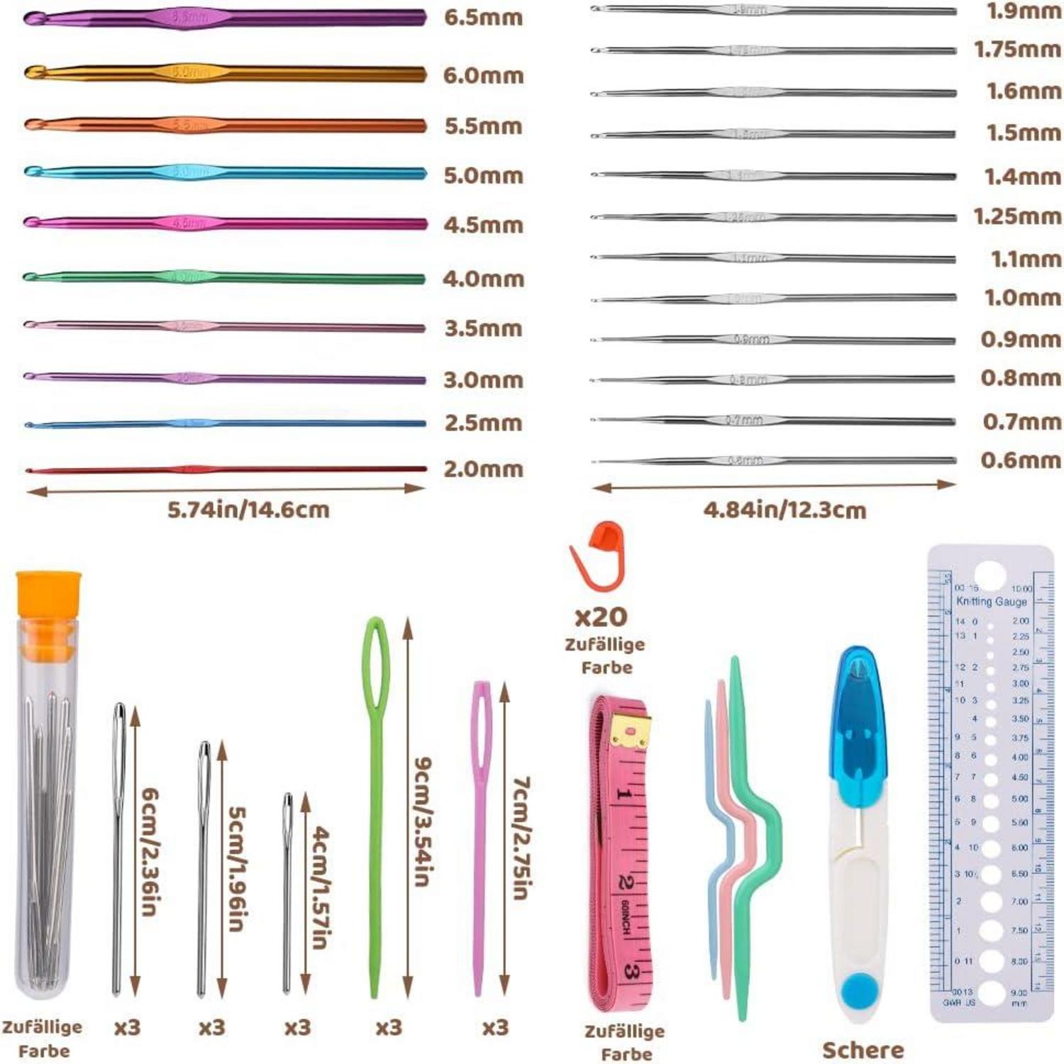 60-teiliges Häkelnadel-Set mit