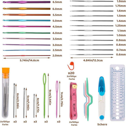 60-teiliges Häkelnadel-Set mit