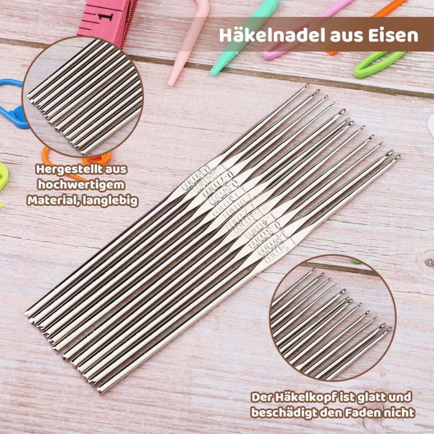 60-teiliges Häkelnadel-Set mit Aufbewahrungsbox und ergonomischen Stricknadeln