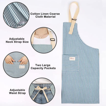 Chef Küchenschürze mit Taschen, verstellbar & wasserdicht, Blau