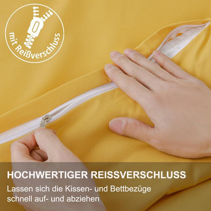 Beqnat Bettwäsche 200x200 Gelb Gold Mikrofaser Set