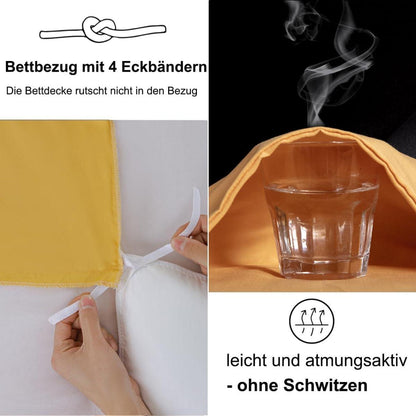 Beqnat Bettwäsche 200x200 Gelb Gold Weich Mikrofaser 2er Set