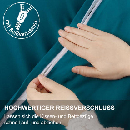Bettwäsche 200x200 Petrol Blau Mikrofaser Reißverschluss
