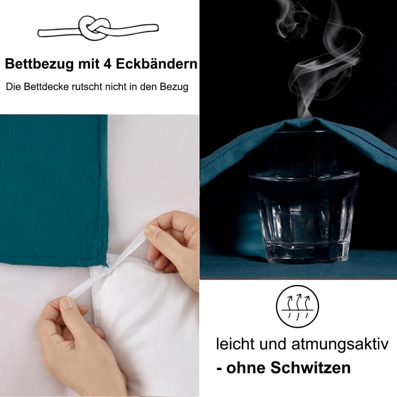 Bettwäsche Petrol Blau 200x200 Weich Mikrofaser 2er Set