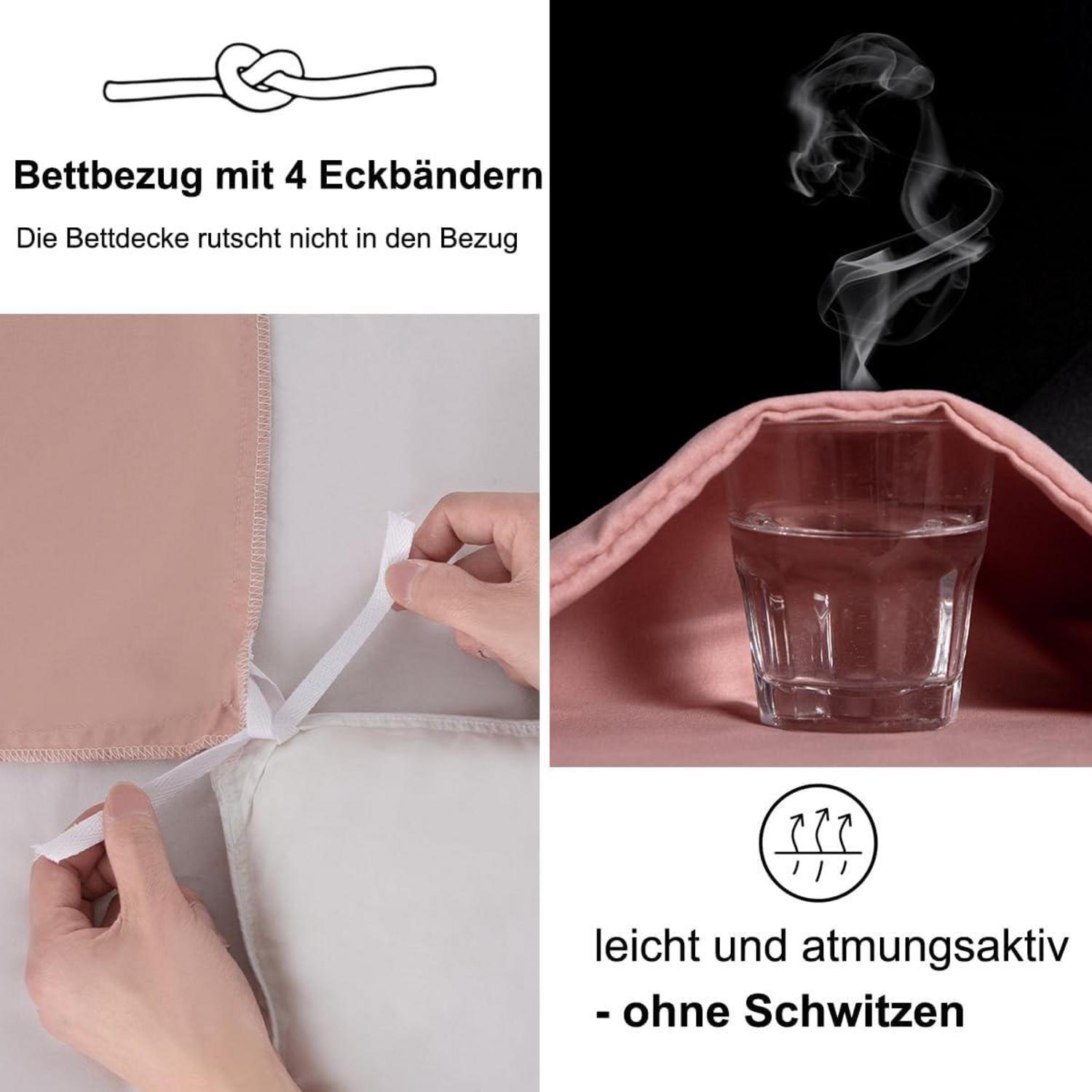 Beqnat Bettwäsche 135x200 Rosa 4tlg Set Mikrofaser