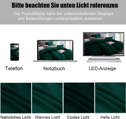 Soifox Bettwäsche 220x240 Grün Mikrofaser bügelfrei 2er Set
