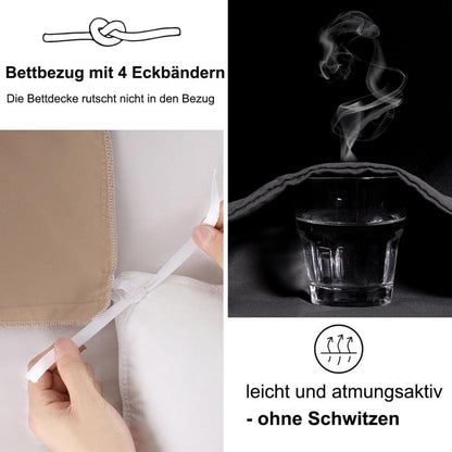 Beqnat Bettwäsche Set 135x200 Beige 4tlg weich Mikrofaser mit Reißverschluss