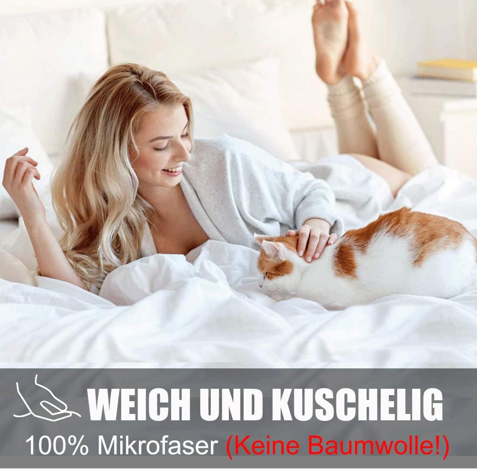 Soifox Bettwäsche 200x220 Weiß Mikrofaser Set bügelfrei