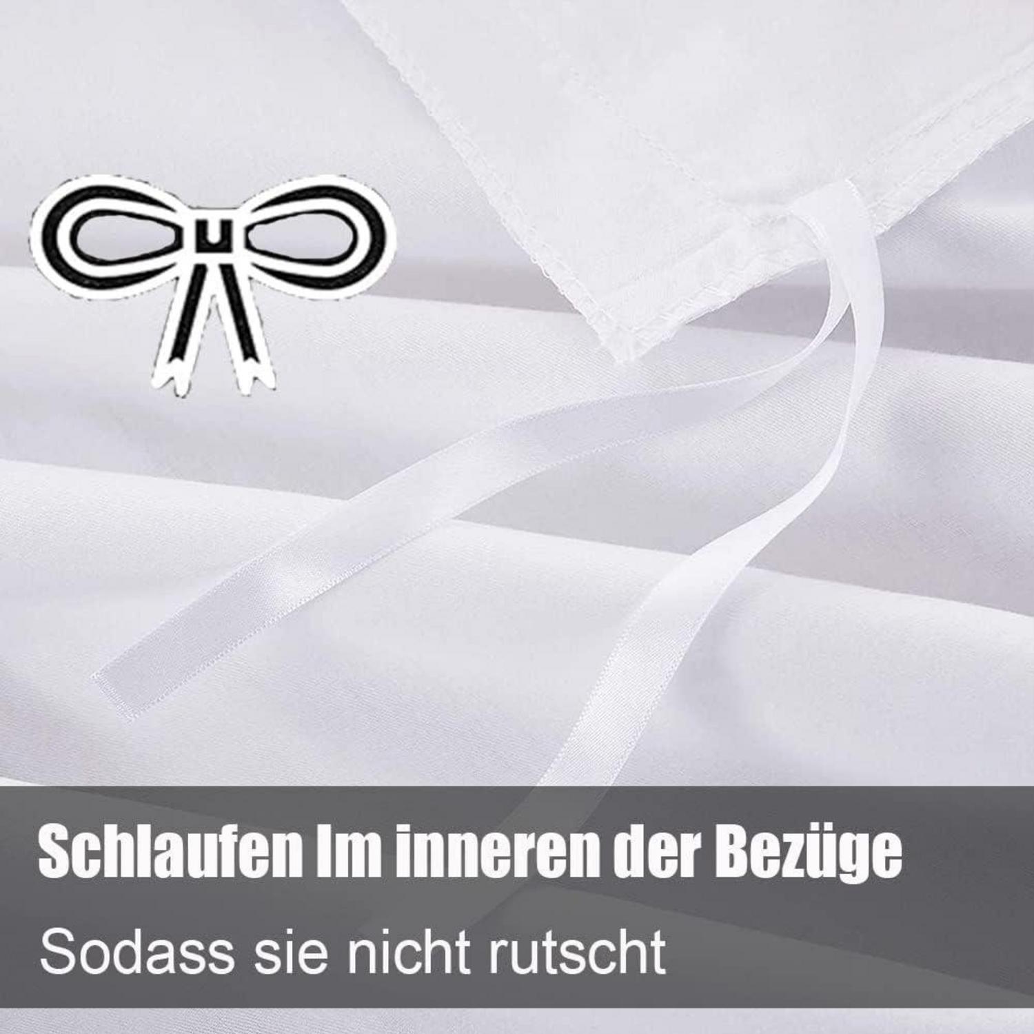 Bettwäsche 200x220 Weiß Mikrofaser bügelfrei Knitterfrei Bettbezug 2er