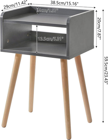 Nachttisch Skandinavisches Design Massiv Holz Beistelltisch Grau