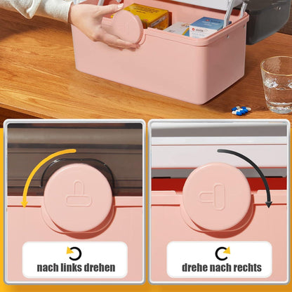 Medikamenten Aufbewahrung Medizinbox Hausapotheke Box Medizinkoffer Rosa