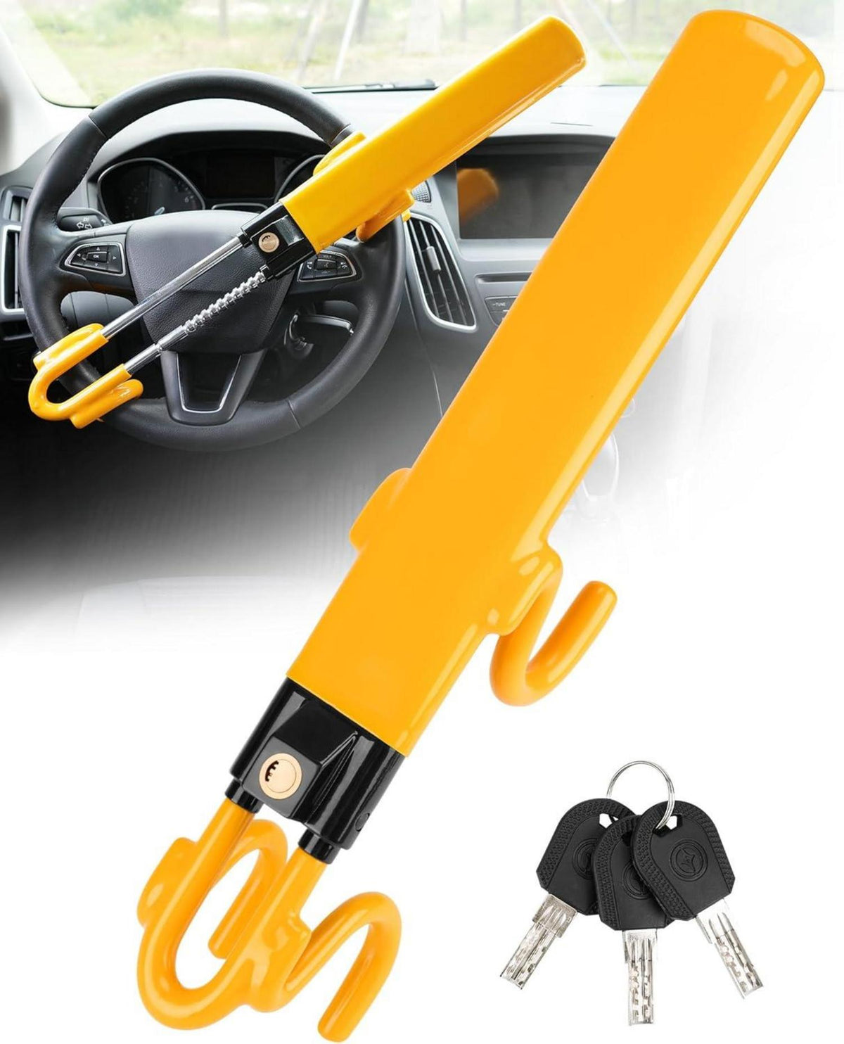 Lenkradkralle Auto Diebstahlsicherung PVC Gelb Verstellbar