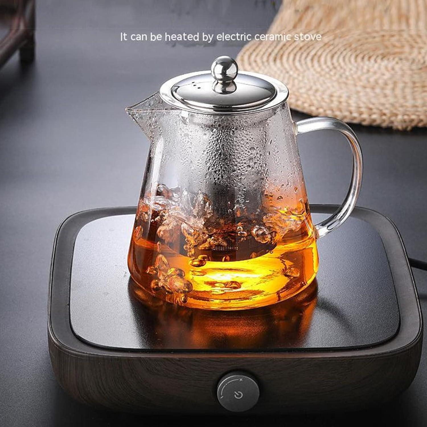 Teekanne Glas mit Siebeinsatz Borosilikatglas Teeservice