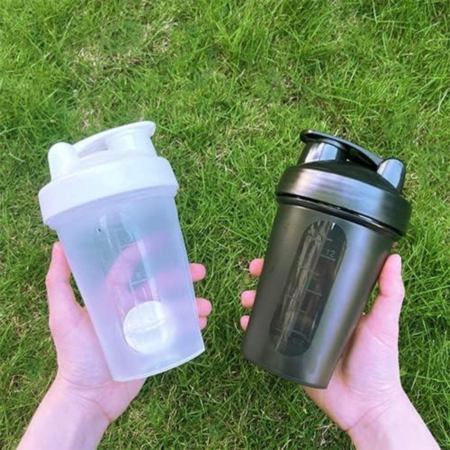 Protein Shaker Flasche 400ml Auslaufsicher BPA Frei Schwarz Weiß 2er Set