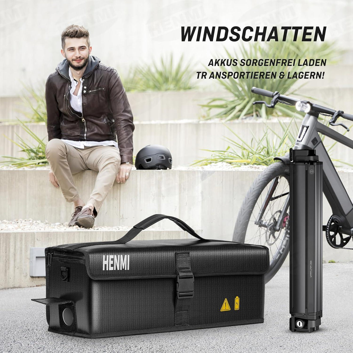 Ebike Akku Tasche 1000°C Feuerfest 49x15x15cm Ladetasche Schutz