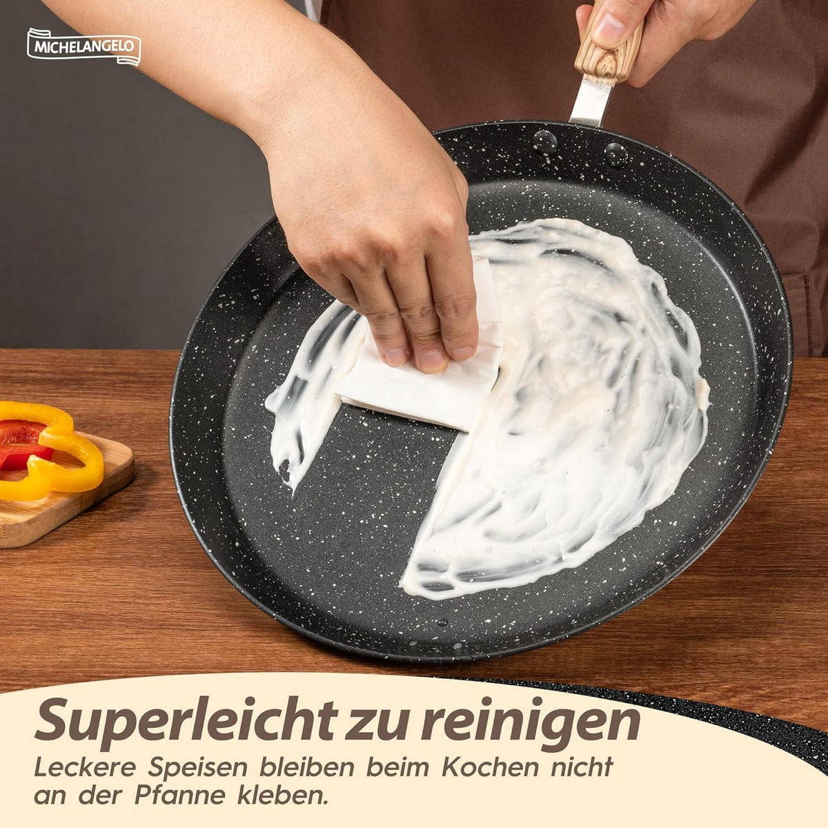 MICHELANGELO Crepe Pfanne 28cm Antihaft Induktion Bakelit-Griff