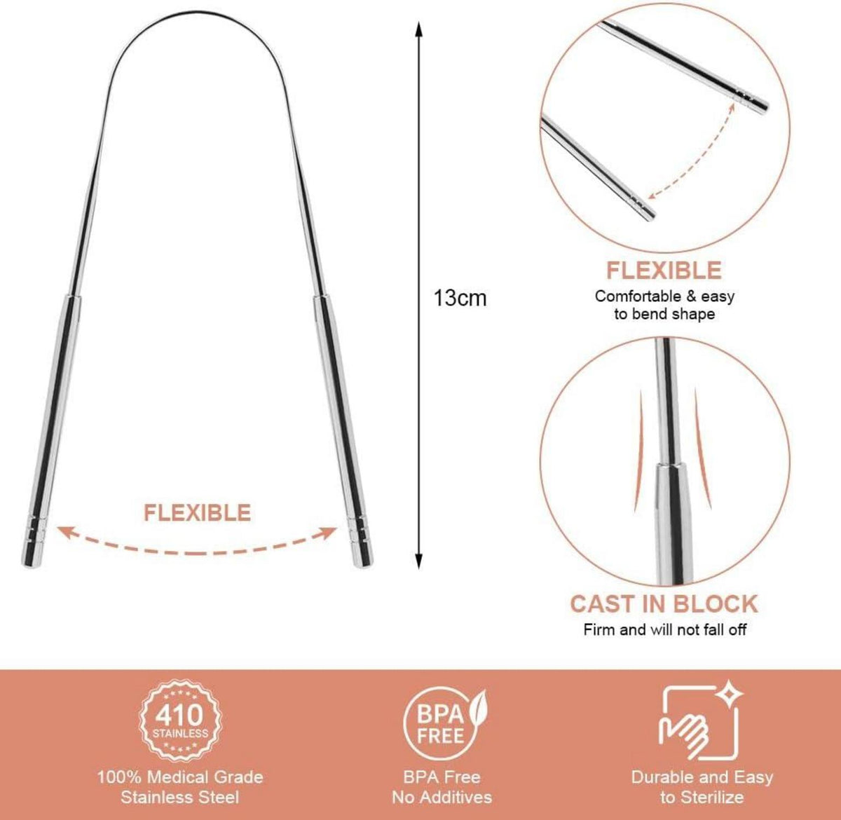 Zungenreiniger Edelstahl 2 Stück Zungenschaber Set Gegen