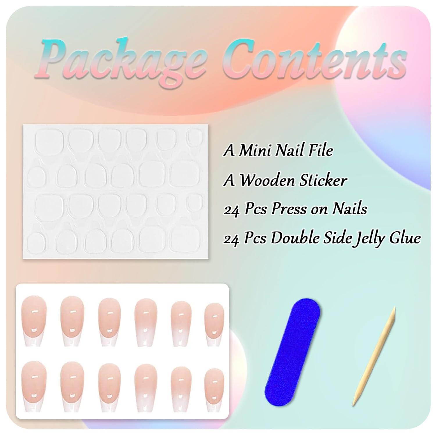24x Glänzende Weiße Strass Acryl Sarg Nägel - Nail Art Maniküre