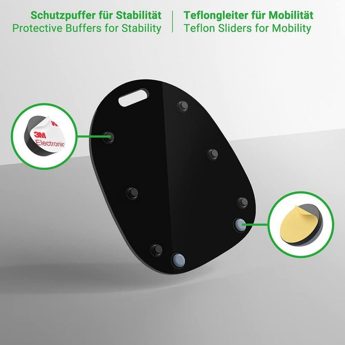 Gleitbrett für Thermomix TM6 TM5 Acryl Schwarz mit Silikonpads und Teflon-Gleitern