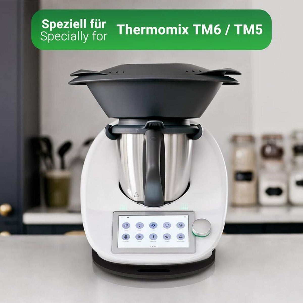 Gleitbrett für Thermomix TM6 TM5 aus Acryl Schwarz Hochglanz