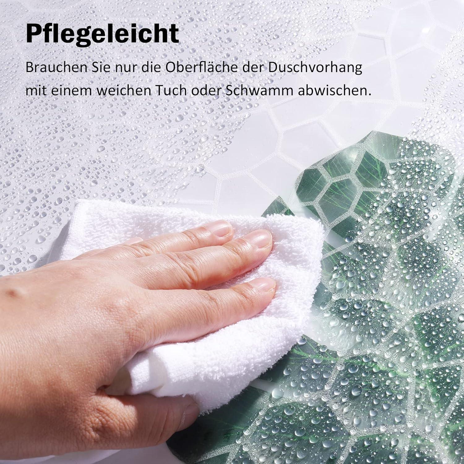 Duschvorhang 120x180cm Wasserdicht Halbtransparent mit 3 Magnete und 8