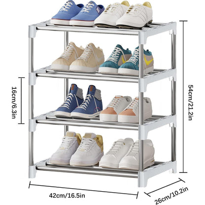 Kleines stapelbares Schuhregal 4 Ebenen Organizer White