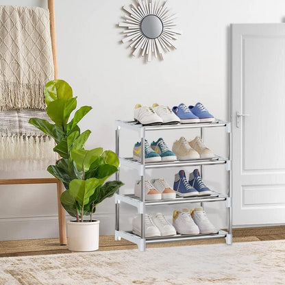 Kleines stapelbares Schuhregal 4 Ebenen Organizer White