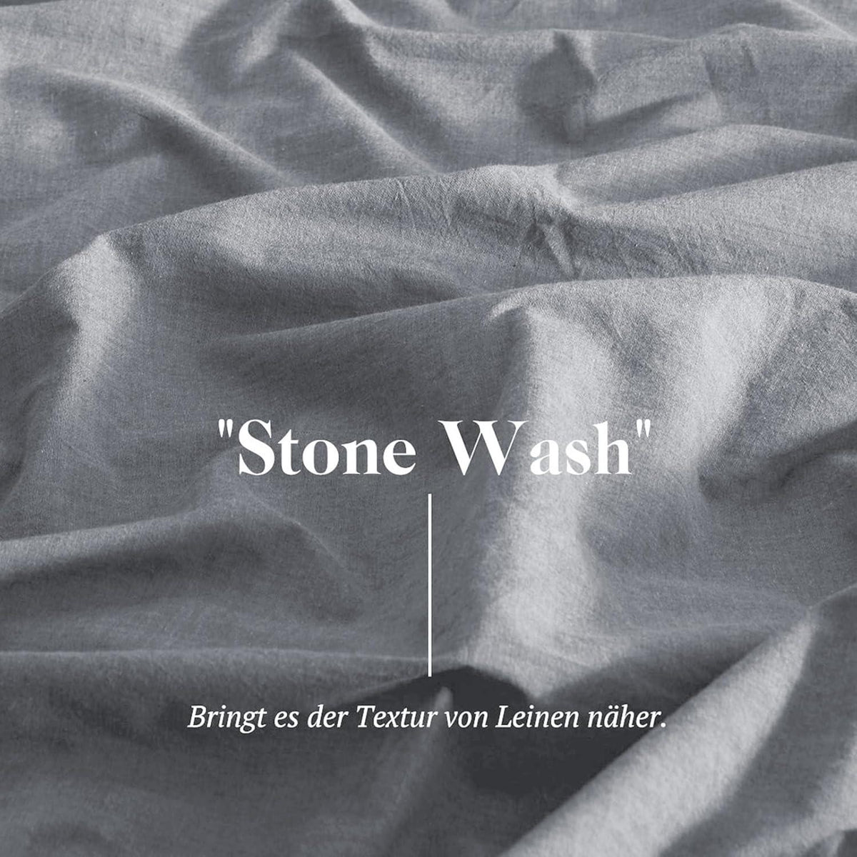SOULFUL 3tlg. Bettwäsche-Set 200x200 Dunkelgrau Baumwolle Stone Washed